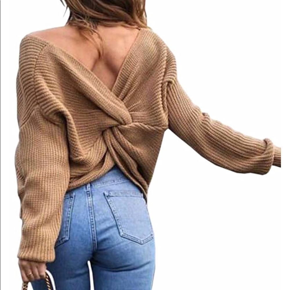 Reversible Women's V Neck Twist Chunky Sweater